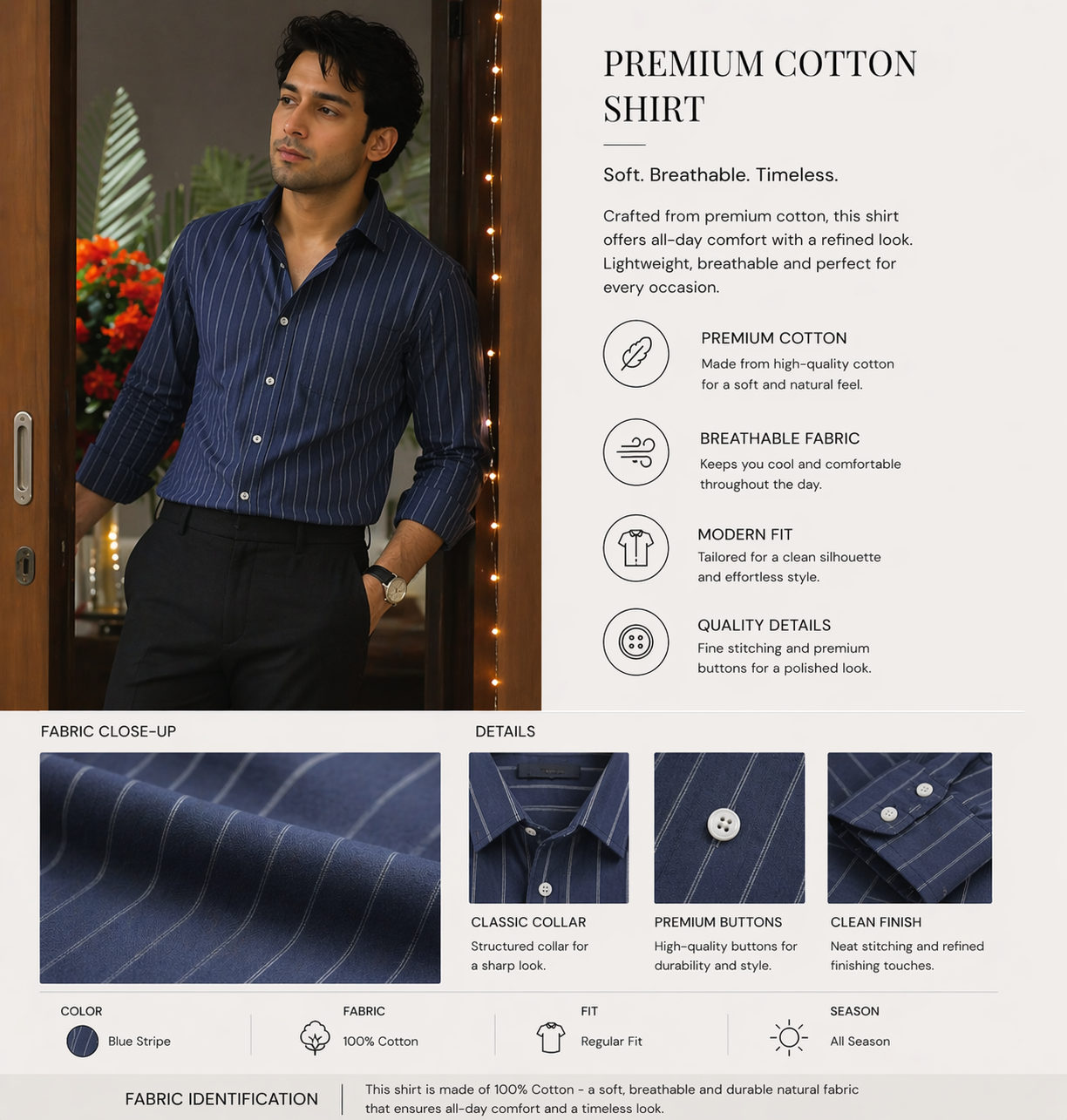 Navy Pinstripe Shirt