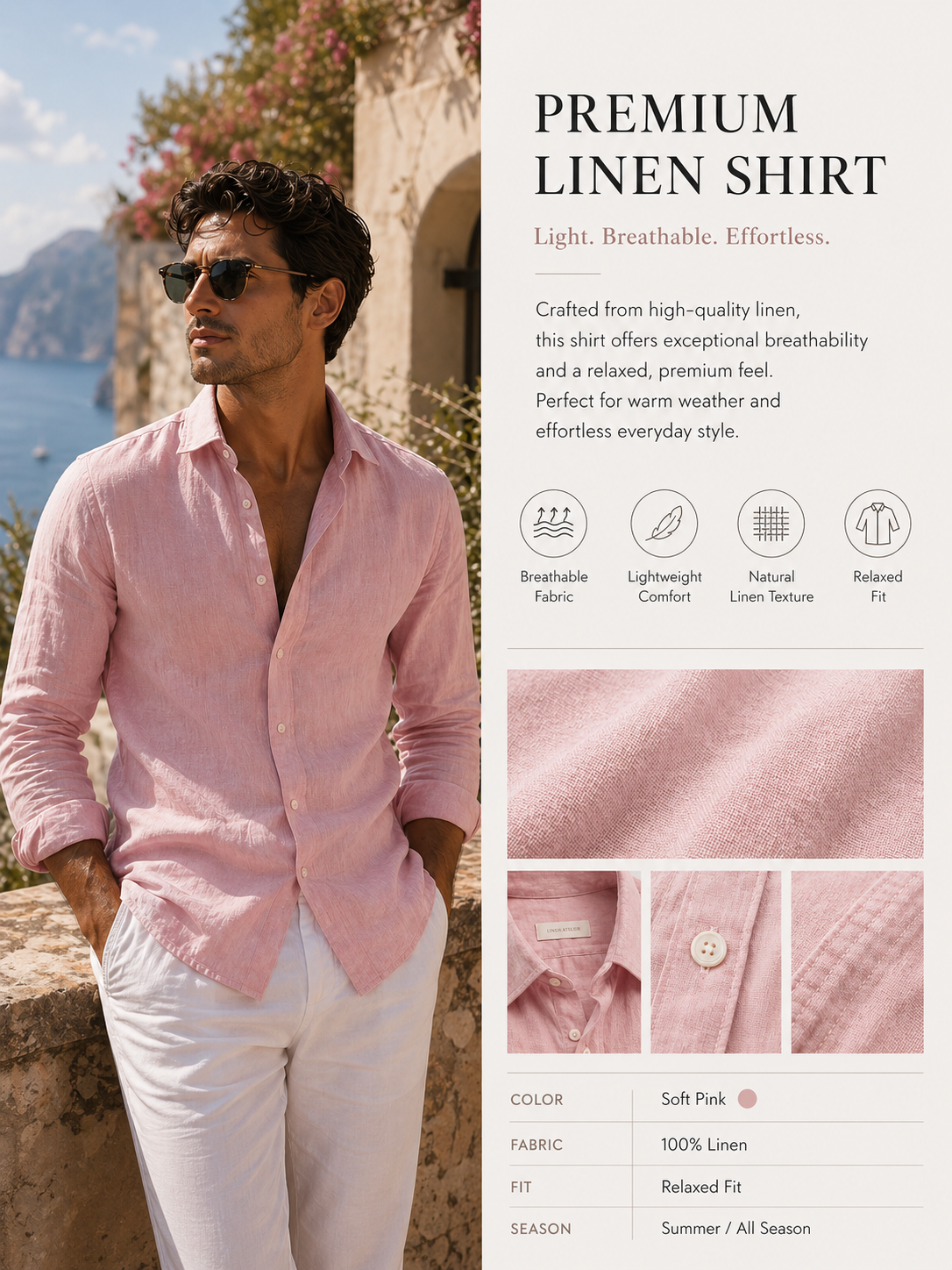 Coastal Pink Linen Shirt