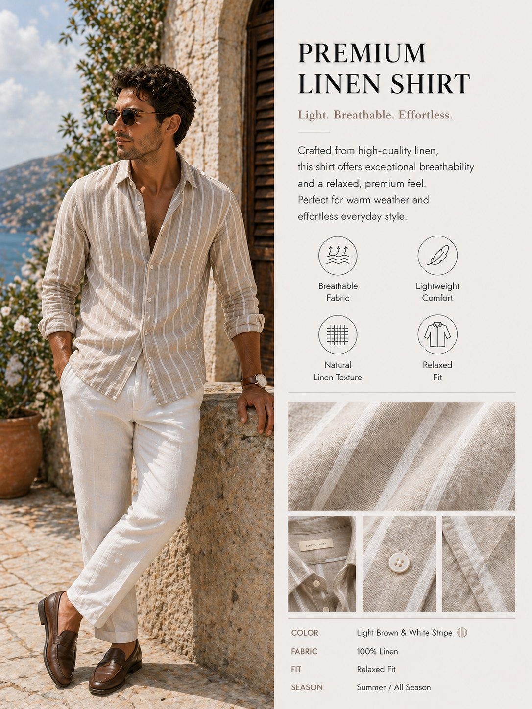 Sand Stripe Linen Shirt