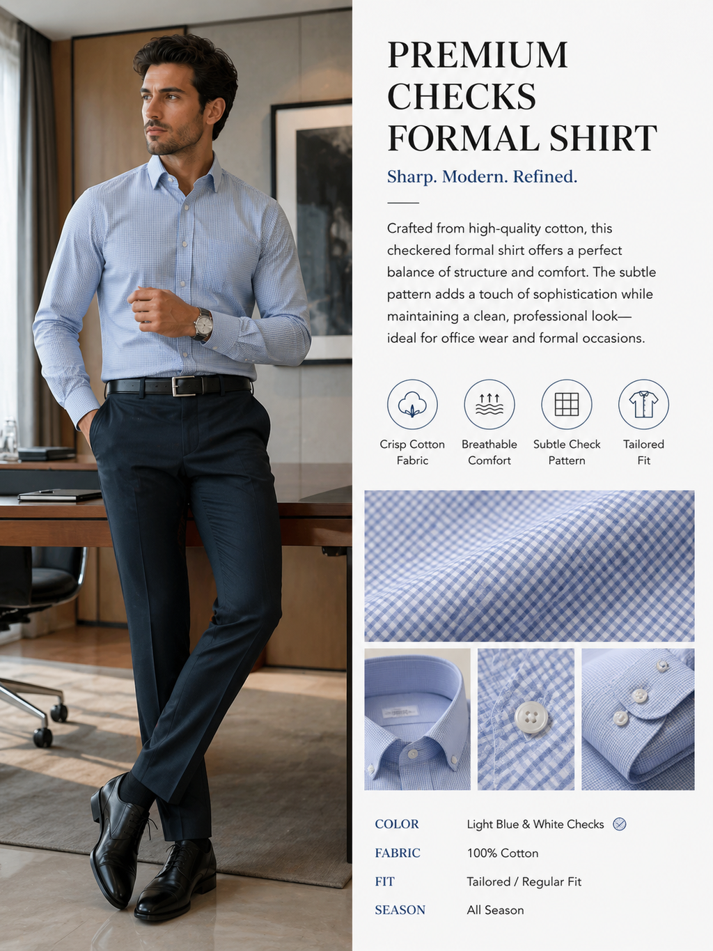 Light Blue Checks Shirt