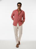 Crimson Stripe Linen Shirt