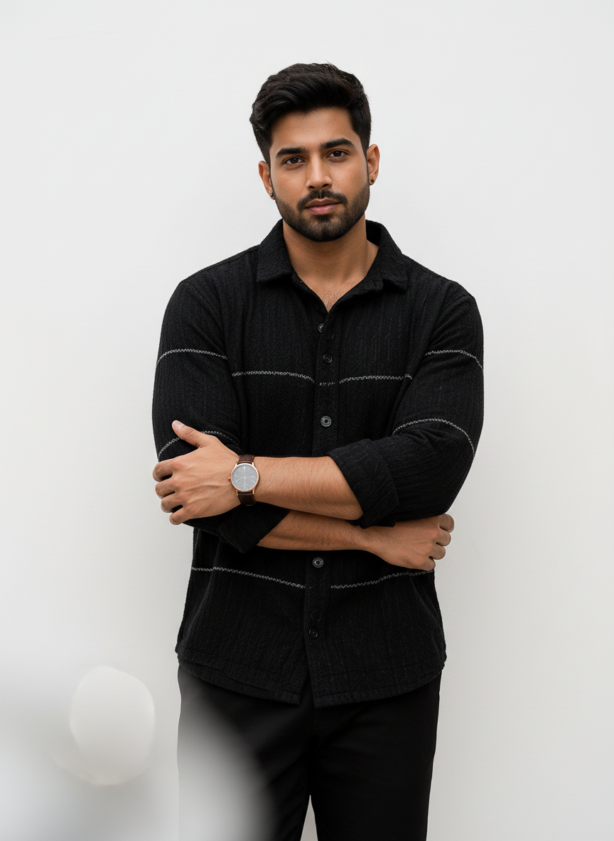 Midnight Black Textured Shirt
