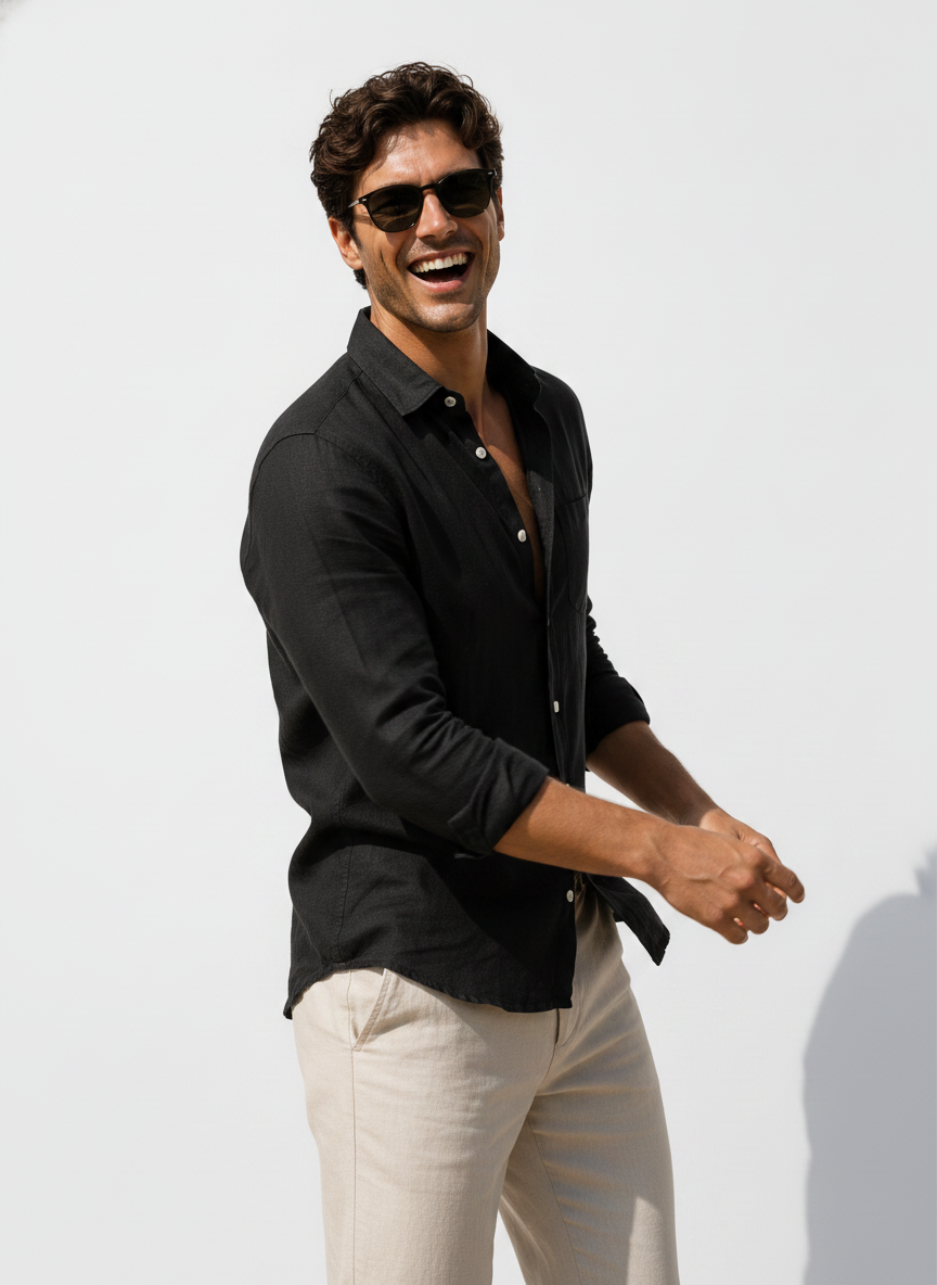 Obsidian Black Linen Shirt