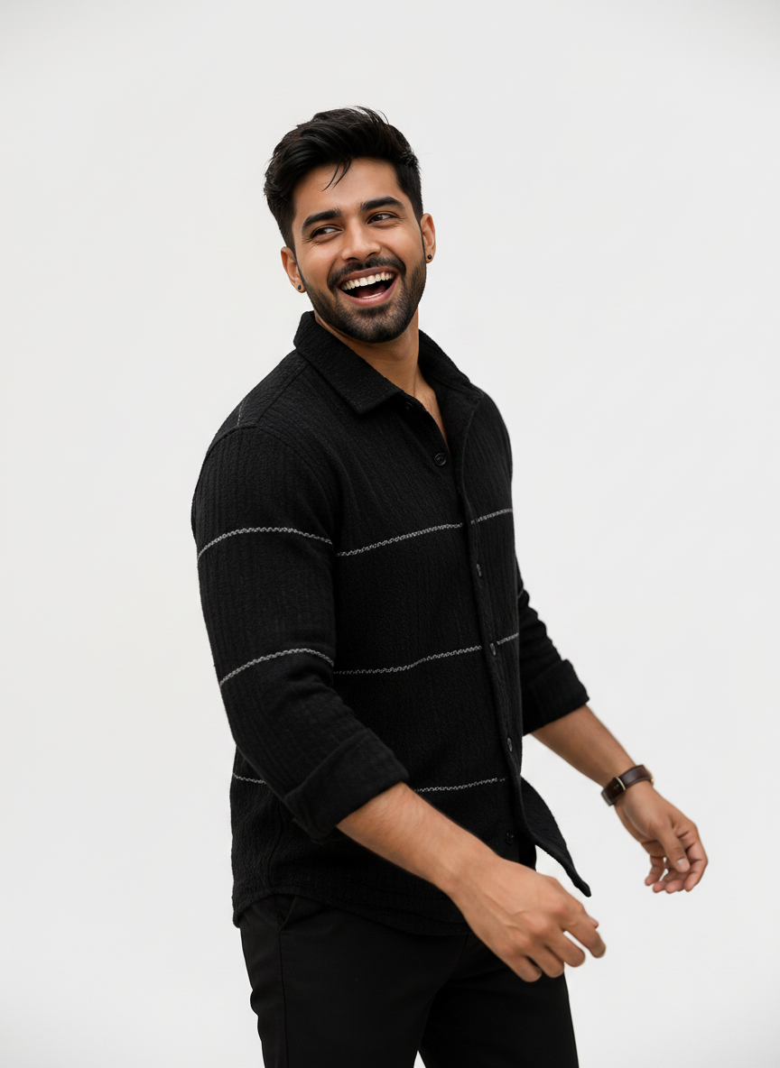 Midnight Black Textured Shirt