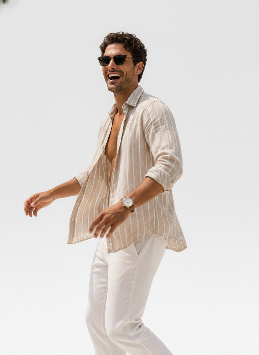 Sand Stripe Linen Shirt