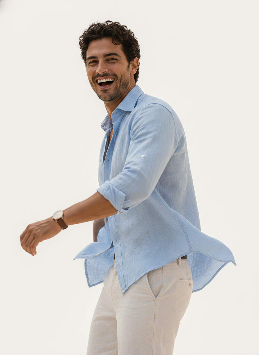 Pastel Blue Linen Shirt
