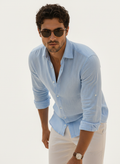 Pastel Blue Linen Shirt