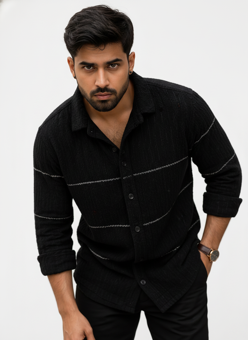 Midnight Black Textured Shirt