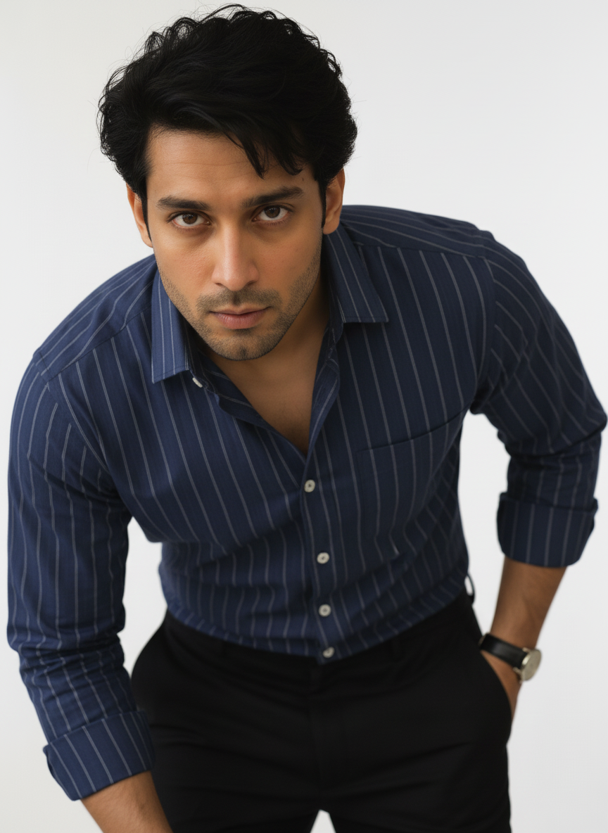 Navy Pinstripe Shirt